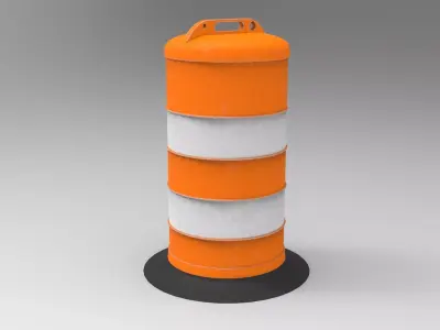 Traffic Cone Barrel Low-poly 3D model