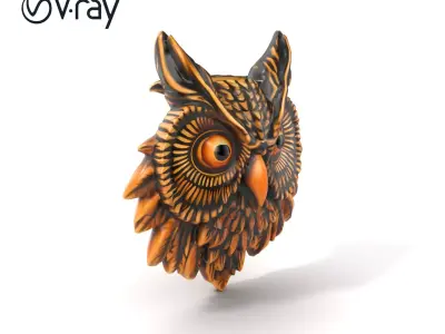 Owl Head Door Knocker Bronze Details model pack Low-poly 3D model