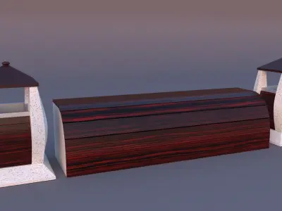 Park bench and rubbish bin  3D model