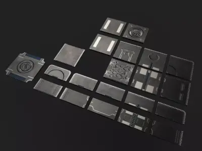 Modular Sci-fi floor set Free low-poly 3D model