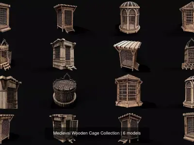Medieval Wooden Cage Collection 3D Model Pack