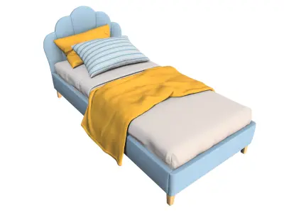  Twin Bed Frame with Scalloped Headboard 3D model