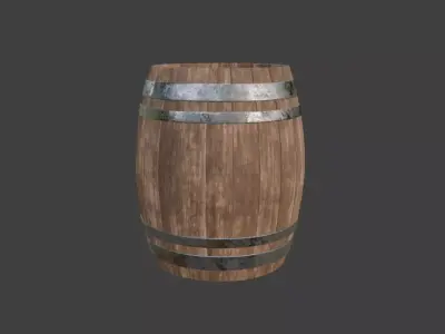 Wooden Barrel Game Ready 3D Asset Low-poly 3D model