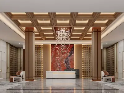 Modern reception lobby 3D model 10