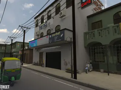 Indian Street - modular city  Low-poly 3D model