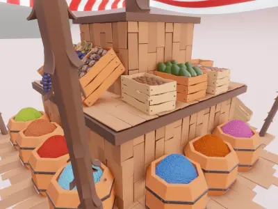 Market in desert  3D model