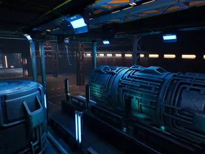 Sci-Fi Hangar UE Low-poly 3D model