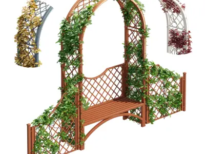 Portofino wooden bench with ivy 3D model