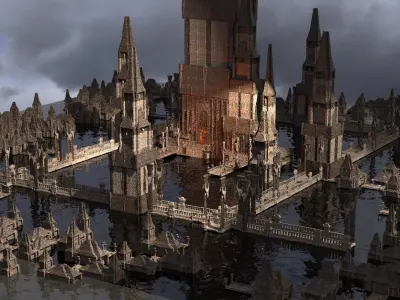 Huge Drake Fort Tower Kitbash 1 3D model