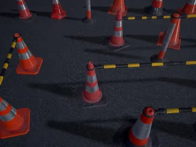 Traffic Cones - set Low-poly 3D model