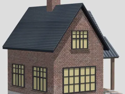 American Style Cottage - Town House Model Low-poly 3D model