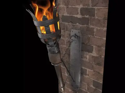 Medieval Wall Torch  Low-poly 3D model