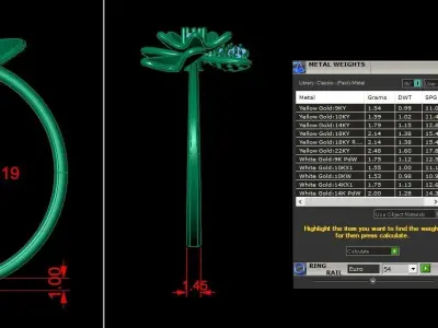 Jewelry Diamond Light Ring Flower 18 3D print model