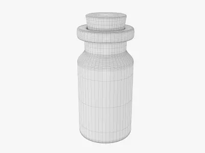 Glass bottle with cork small 3D model