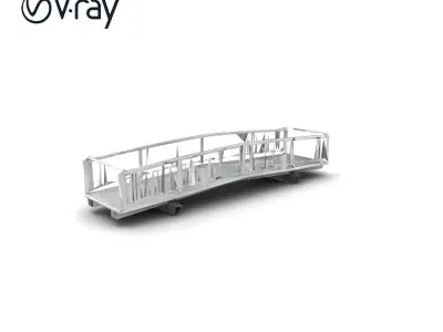 Curved Modular Walkway Bridge I model pack Low-poly 3D model