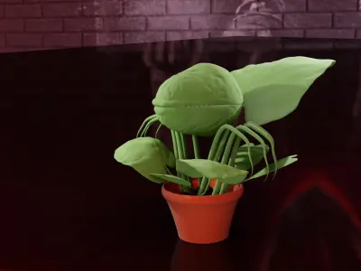 carnivorous plant with teeth - rigged 3D model
