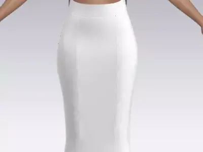 fish tail skirt dress and heart elastic window neckline Low-poly 3D model