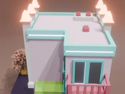 LOW POLY  BUILDING Low-poly 3D model