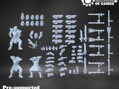 Brimstone Knights pre-supported modular miniatures kit 3D print model