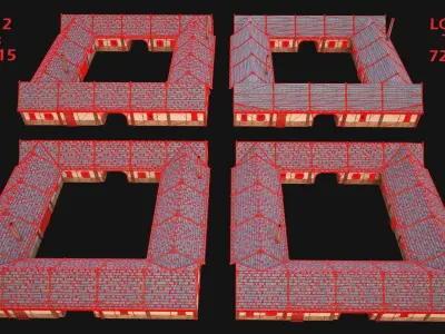 Medieval Courtyard Building House 5 Low-poly 3D model