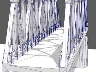 Realistic Bridge  Yangtze River Bridge Low-poly 3D model