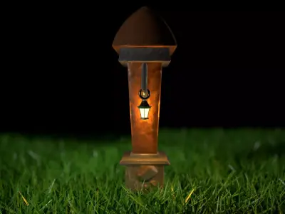 Latern wooden with light Free low-poly 3D model