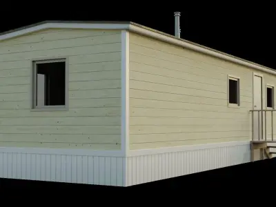 Trailer house with interior Low-poly 3D model