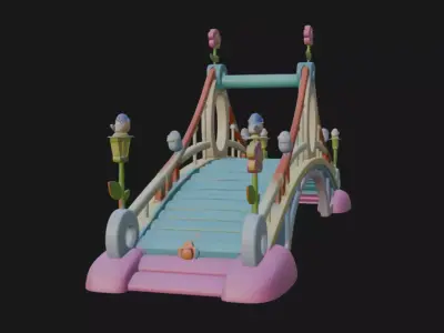 Pixal style cartoony bridge 3d model 3D model