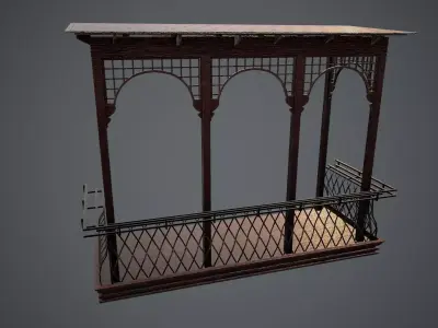 Classic open balcony for home - 5  Low-poly 3D model