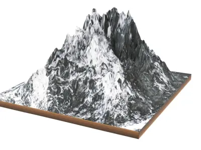 Volcano mountain with snow Low-poly 3D model