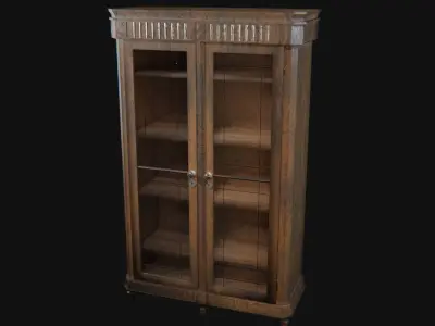 Decorative wooden oldschool cupboard Low-poly 3D model