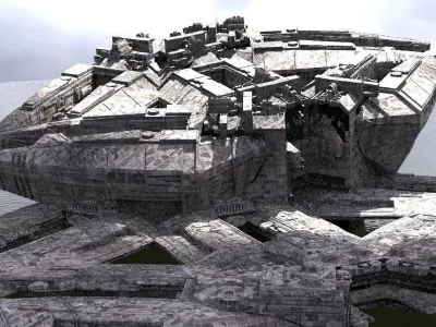 Sci-Fi dark Platforms Floating 2 designs 3D model