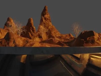 Float Island - Sci-fi Desert 3D model