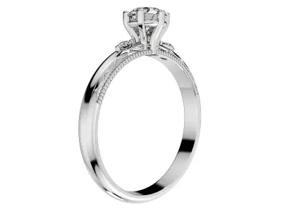 Engagement Ring Light Weight Solitaire Ring CAD Design-O-1-106 3D print model