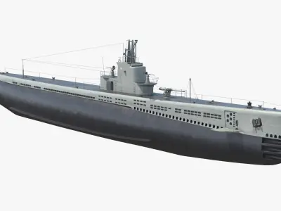  USS Drum SS-228 Submarine Rigged for Maya 