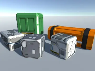 Sci-Fi Crates Low-poly 3D model