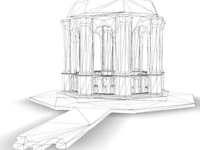 Garden pavilion Low-poly 3D model
