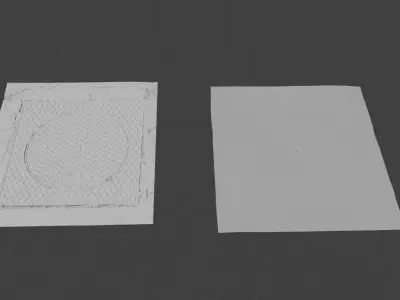 Squared manhole -03- High-poly and Low-poly 3D model