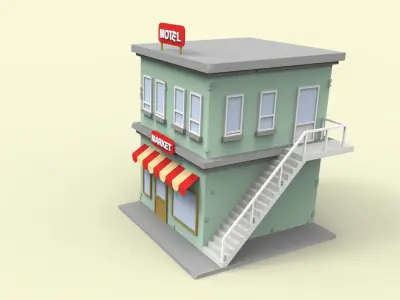 Market and motel house 3D model