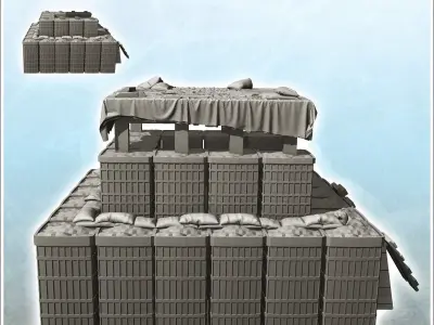 Fortified shooting range with hesco and access stairs 5 3D print model