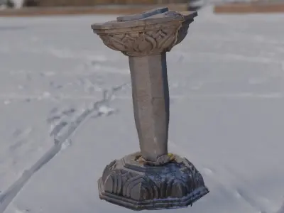 3D Stone Lantern Column model 3D model