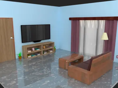 Isometric room low poly 3D model