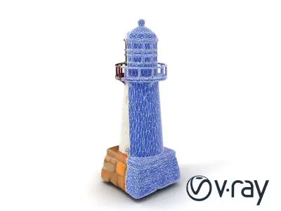 Chipped Lighthouse Sculpture model pack Low-poly 3D model