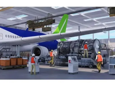 Aircraft Maintenance and Assembly Workshop Low-poly 3D model