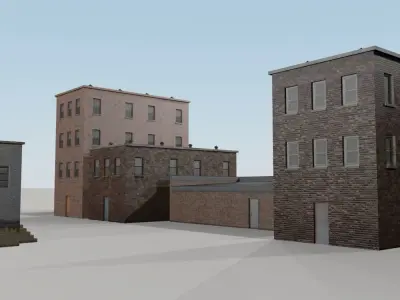 Old Buildings Low-poly 3D model