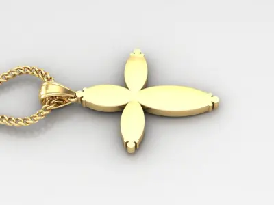 Light Gold 18K Cross Pendant 1CP055 3D print model