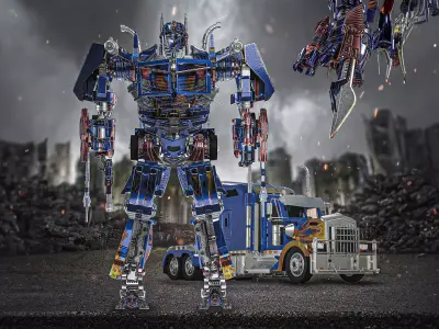 Optimus prime truck and robot 3D model