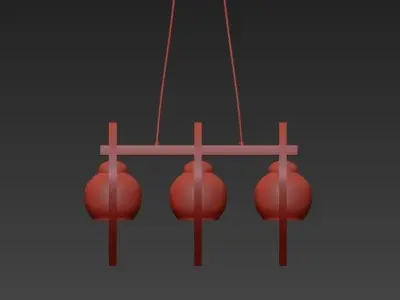 WUMINGHU chandelier with three glass hearts hanging from it 3D model