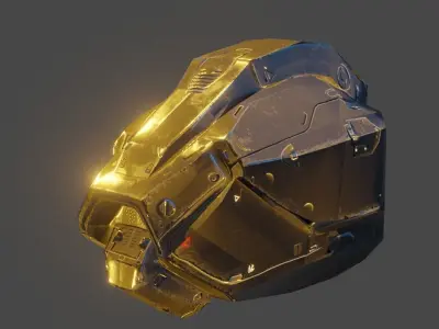 Cyborg Droid Futuristic Space Helmet Low-poly 3D model