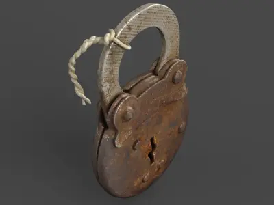 Old metal Lock Low-poly 3D model